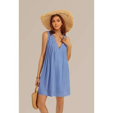 GUBERRY Sundresses for Women Sleeveless Mini Casual Short Tank Denim Summer Dresses for Teens Babydoll Beach Dress for Women