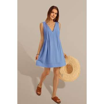 GUBERRY Sundresses for Women Sleeveless Mini Casual Short Tank Denim Summer Dresses for Teens Babydoll Beach Dress for Women