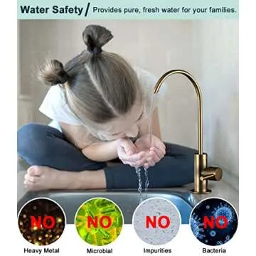 ESOW Kitchen Water Filter Faucet, 100% Lead-Free Drinking Water Faucet Fits Most Reverse Osmosis Units or Water Filtration System in Non-Air Gap, Stainless Steel 304 Body Brushed Gold Finish