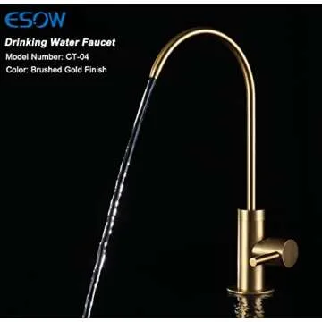 ESOW Kitchen Water Filter Faucet, 100% Lead-Free Drinking Water Faucet Fits Most Reverse Osmosis Units or Water Filtration System in Non-Air Gap, Stainless Steel 304 Body Brushed Gold Finish
