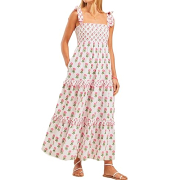 Women Summer Boho Tie Shoulder Dress for Summer Vibes