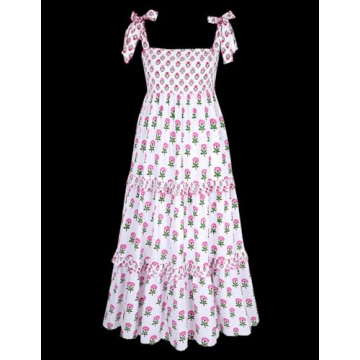 Women Summer Boho Tie Shoulder Dress for Summer Vibes