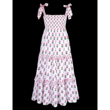 Women Summer Boho Tie Shoulder Dress for Summer Vibes