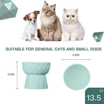 Frewinky Cat Bowls,Ceramic Cat Bowls Anti Vomiting,Raised-Cat Food and Water Bowl Set for Cats and S...