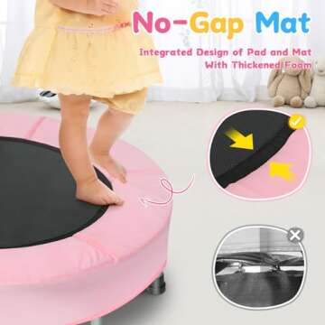 BCAN 36'' Mini Folding Ages 2 to 5 Toddler Trampoline with Handle for Kids, Indoor/Garden Toddlers T...