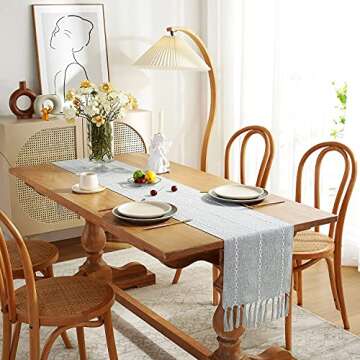 Chassic Rustic Farmhouse Linen Table Runner 72" Long