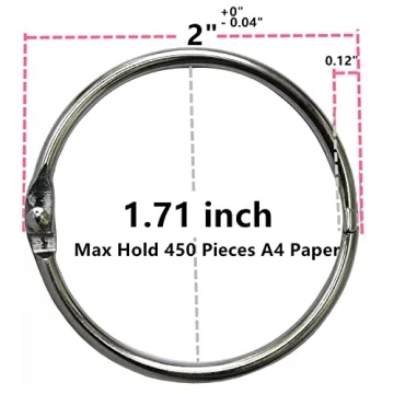 2 Inch Book Binder Rings 20 Pack Nickel Plated for Organizing