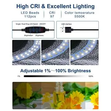 PULUZ 12''×12'' Portable Photography Light Box,Dimmable Photo Studio Light Box with 112 High CRI LED Lights & 6 PVC Backdrops & 3 Reflection Boards for Small Items Product Photography