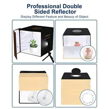 PULUZ 12''×12'' Portable Photography Light Box,Dimmable Photo Studio Light Box with 112 High CRI LED Lights & 6 PVC Backdrops & 3 Reflection Boards for Small Items Product Photography