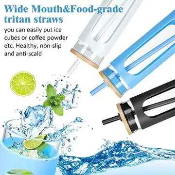 20 Oz Glass Water Tumble with Straw and Lid, Bamboo Lids Water Bottle, Wide Mouth Smoothie Cups, Reusable Iced Coffee Cup Straw Silicone Protective Sleeve for Office Daily Life Home, 3 Packs