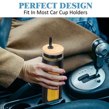 20 Oz Glass Water Tumble with Straw and Lid, Bamboo Lids Water Bottle, Wide Mouth Smoothie Cups, Reusable Iced Coffee Cup Straw Silicone Protective Sleeve for Office Daily Life Home, 3 Packs