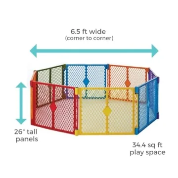 North States Superyard Colorplay 8-Panel Baby Playpen Safe Spacious