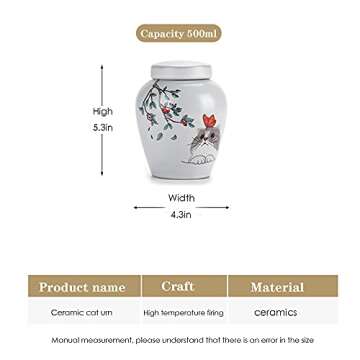 Qiulofen cat urn cat Souvenir Animal urn pet cat urn pet Cremation urn Sealed jar Ceramic Medium cat urn