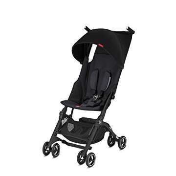 gb Pockit+ Lightweight Baby Stroller, Umbrella Stroller, Collapsible, Travel-Friendly, Folds into Backpack, Fits in Overhead Compartments, Reclining Seat, UPF50+ Sun Canopy, Satin Black