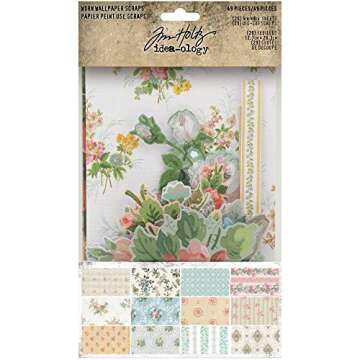 Tim Holtz Worn Wallpaper Scraps & Decorative Paper Set - Vintage Designs