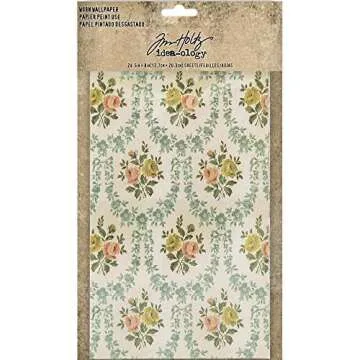 Tim Holtz Worn Wallpaper Decorative Paper Set for Crafting
