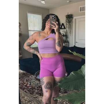 Aoxjox Workout Seamless Biker Shorts for Women High Waisted Exercise Athletic Gym Fitness Yoga Contour Sculpt Short 6" (Spring Crocus, Medium)