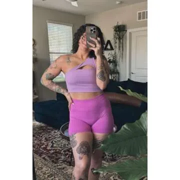 Aoxjox Workout Seamless Biker Shorts for Women High Waisted Exercise Athletic Gym Fitness Yoga Contour Sculpt Short 6" (Spring Crocus, Medium)