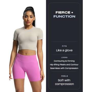 Aoxjox Workout Seamless Biker Shorts for Women High Waisted Exercise Athletic Gym Fitness Yoga Contour Sculpt Short 6" (Spring Crocus, Medium)