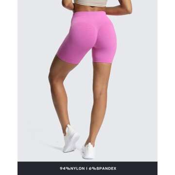 Aoxjox Workout Seamless Biker Shorts for Women High Waisted Exercise Athletic Gym Fitness Yoga Contour Sculpt Short 6" (Spring Crocus, Medium)