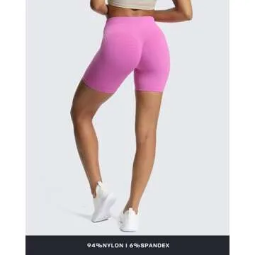 Aoxjox Workout Seamless Biker Shorts for Women High Waisted Exercise Athletic Gym Fitness Yoga Contour Sculpt Short 6" (Spring Crocus, Medium)