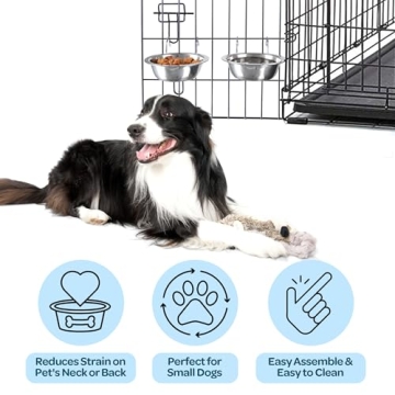 Set of 2 Hanging Stainless-Steel Dog Bowls for Crates