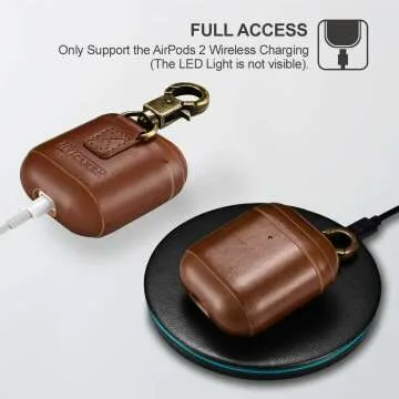 Leather AirPods Case with Keychain & LED for Wireless Charging