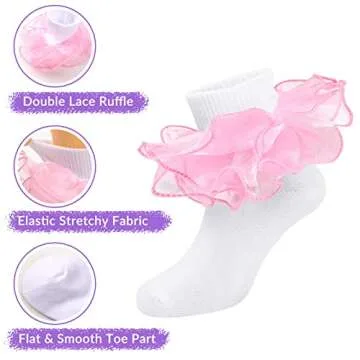 Witwot Girls Ruffle Socks for Toddler & Little Girls