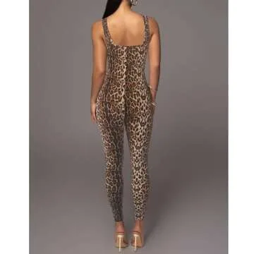 VJHX Leopard Print One Piece Jumpsuit for Women