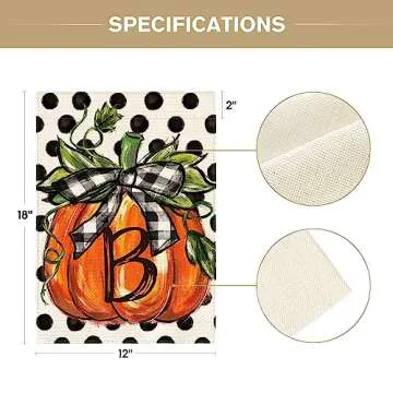 AVOIN colorlife Fall Monogram Letter B Garden Flag Polka Dot Pumpkin 12x18 Inch Double Sided Outside, Small Burlap Family Last Name Initial Yard Decoration
