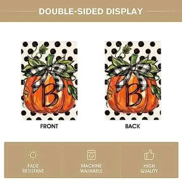 AVOIN colorlife Fall Monogram Letter B Garden Flag Polka Dot Pumpkin 12x18 Inch Double Sided Outside, Small Burlap Family Last Name Initial Yard Decoration