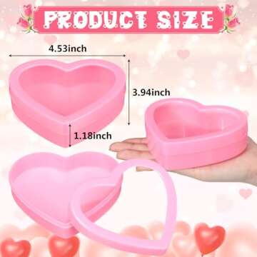 Colingmill 24 Pcs Valentine's Day Small Heart Containers Small Heart Plastic Storage Boxes with Clea...