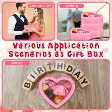 Colingmill 24 Pcs Valentine's Day Small Heart Containers Small Heart Plastic Storage Boxes with Clear Window Lids Gift Boxes for DIY Presents, Jewelry, Crafts Organizer 4.53 x 3.94 x 1.18 in (Pink)