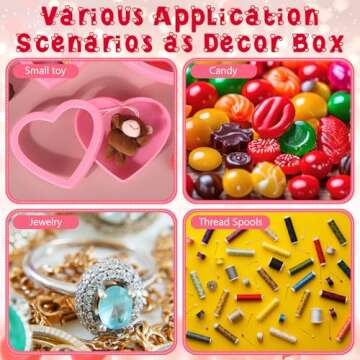 Colingmill 24 Pcs Valentine's Day Small Heart Containers Small Heart Plastic Storage Boxes with Clear Window Lids Gift Boxes for DIY Presents, Jewelry, Crafts Organizer 4.53 x 3.94 x 1.18 in (Pink)