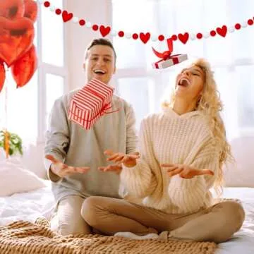 Whaline 8.2Ft Valentine’s Garlands With Hearts and Pom Poms