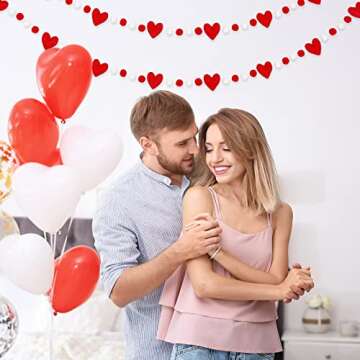 Whaline 8.2Ft Valentine’s Garlands With Hearts and Pom Poms