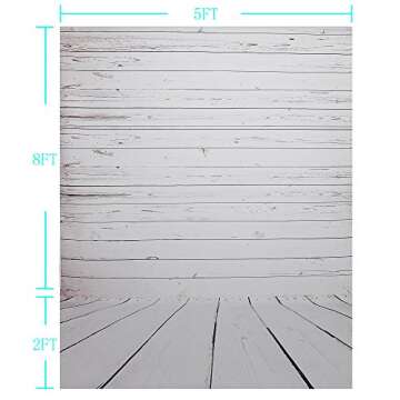 EMART Photography Background Kit, 10ft Backdrop Support System with Vinyl Plastic White Wood Floor B...