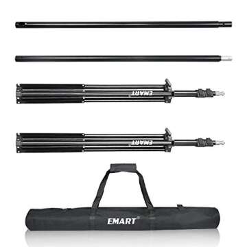 EMART Photography Background Kit, 10ft Backdrop Support System with Vinyl Plastic White Wood Floor Background Screen for Photo Video Studio Shooting