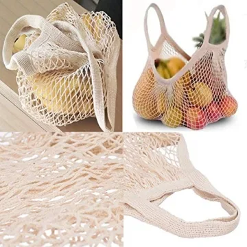 Ahyuan Reusable Cotton Mesh Grocery Bags for Eco-Friendly Shopping