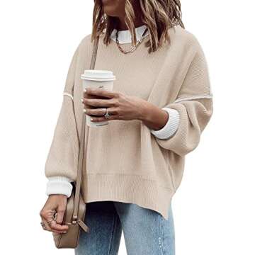 ETCYY Womens Oversized Sweaters Fall 2024 Fashion Clothes Trendy Batwing Sleeve Colorblock Striped K...