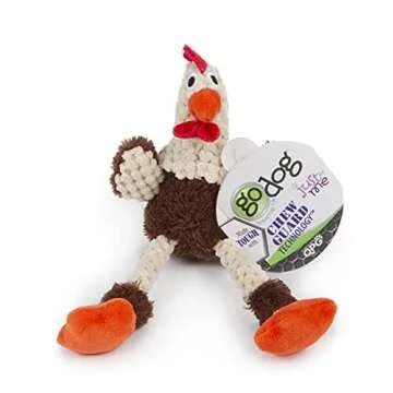 goDog Skinny Rooster Plush Dog Toy - Durable & Squeaky