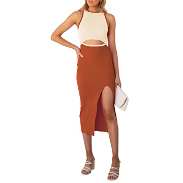 Pink Queen Women's Cutout Sleeveless Bodycon Midi Dress