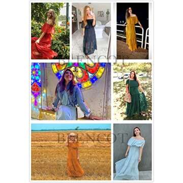 BLENCOT Women's Off The Shoulder Maxi Dress for Summer