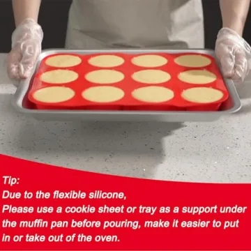 Redfly 2 Pack Silicone Muffin Pan for Baking, Silicone Cupcake Pan, Silicone Molds for Baking, Muffin Tin 12 Cup Regular Size, Silicone Cupcake Mold, BPA Free Silicone Muffin Cups, Silicone Egg Molds