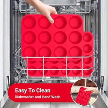Redfly 2 Pack Silicone Muffin Pan for Baking, Silicone Cupcake Pan, Silicone Molds for Baking, Muffin Tin 12 Cup Regular Size, Silicone Cupcake Mold, BPA Free Silicone Muffin Cups, Silicone Egg Molds