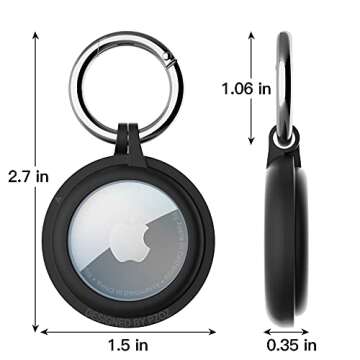PZOZ (4 Pack) AirTag Case Keychain Built-in Screen Protector Holder Compatible with Apple AirTag, Ha...