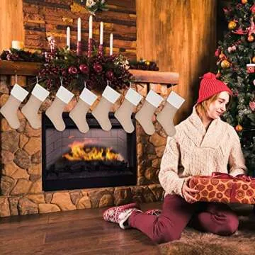Sunshane Burlap Christmas Stockings for DIY Decor