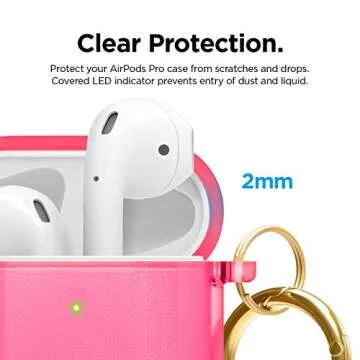 elago Clear Airpods Case with Keychain Designed for Apple Airpods 1 & 2 (Neon Hot Pink)