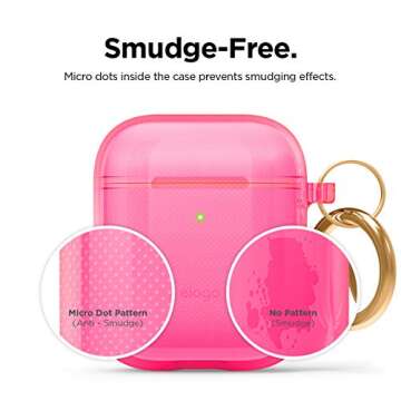 elago Clear Airpods Case with Keychain Designed for Apple Airpods 1 & 2 (Neon Hot Pink)