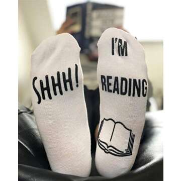 Shhh I'm Reading Funny Ankle Socks - Perfect Gift for Book Lovers!
